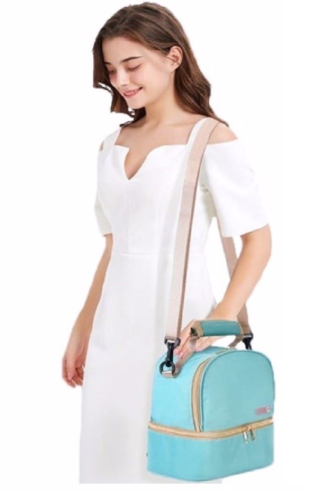 LONCHERAS TERMICAS DOBLE COMPARTIMENTO COLOR VERDE.